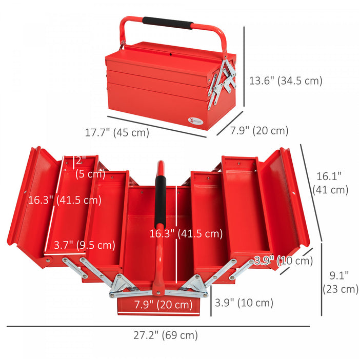 Durhand Boite A Outils, Coffre A Outils En Acier Avec Poignee, Rouge