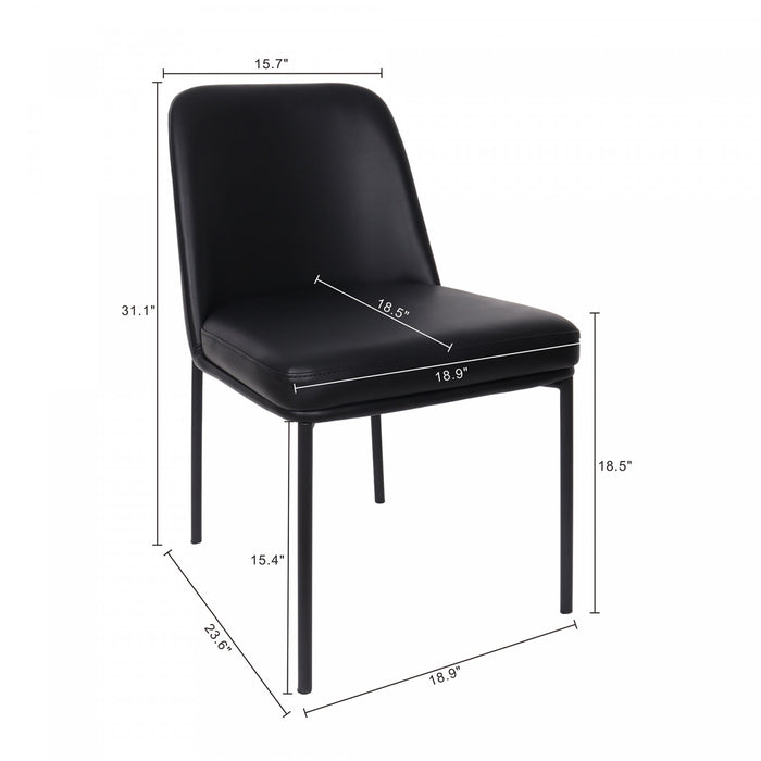 Chaise laterale contemporaine Loft en cuir vegetalien et metal noir - Lot de 2