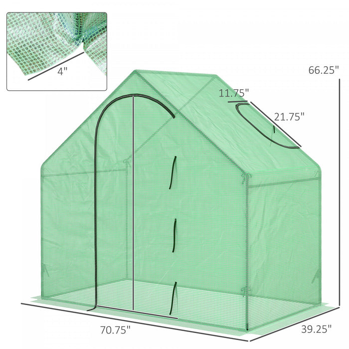 Outsunny Serre De Jardin Balcon Terrasse Serre Pour Tomates Bache Pe Impermeable Porte Fenetre Zippees Enroulables Acier Vert