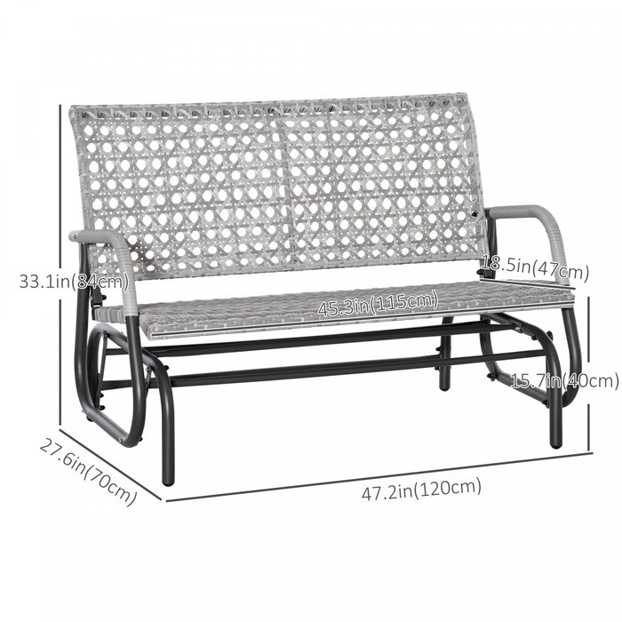 Banc De Balancement Exterieur En Osier Pour 2 Personnes Outsunny, Gris Mixte