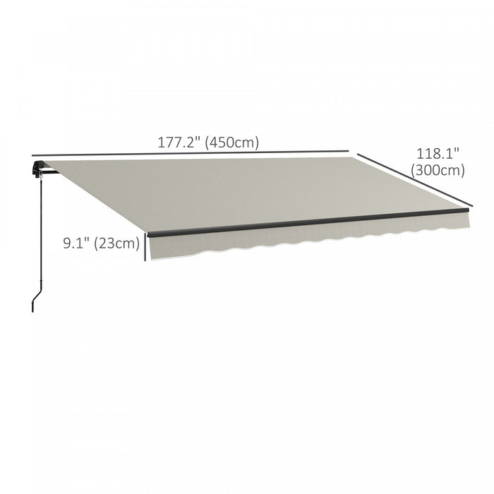 Outsunny 15' X 10' Auvent Retractable, Abri Pare-soleil, Gris Clair