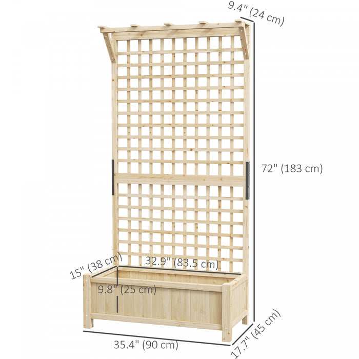 Outsunny Jardiniere en bois sureleve, ecran de confidentialite Bois naturel