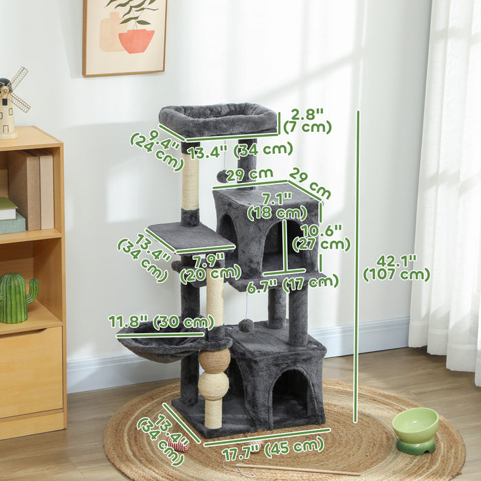 Multi-level Cat Tree With Sisal Scratching Posts And Hammock