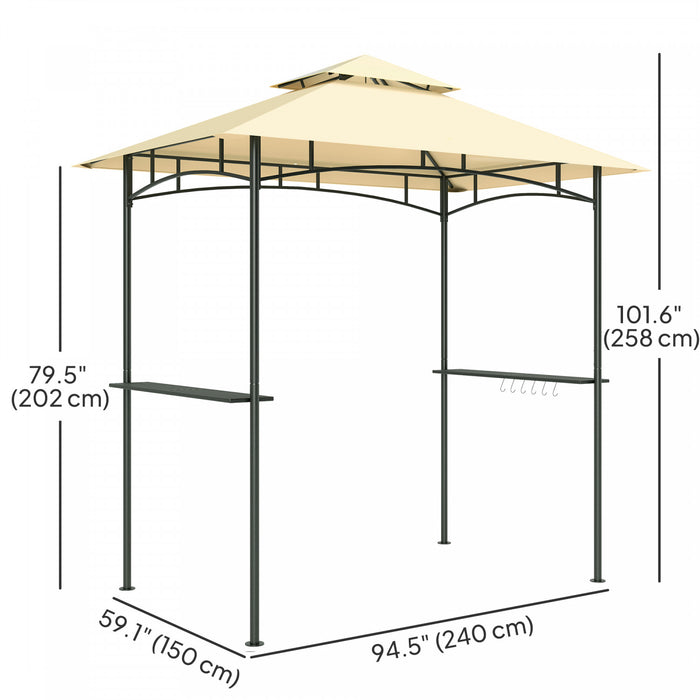 Outsunny Tonnelle De Barbecue A Deux Niveaux, 8' X 5', Beige