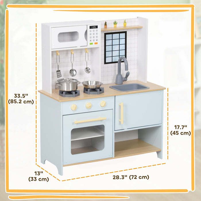 Qaba Cuisine Pour Enfants Avec Cuisiniere Et Four A Micro-ondes