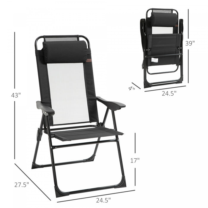 Ensemble De 4 Chaises Longues Pliantes Portables Outsunny, Noires.