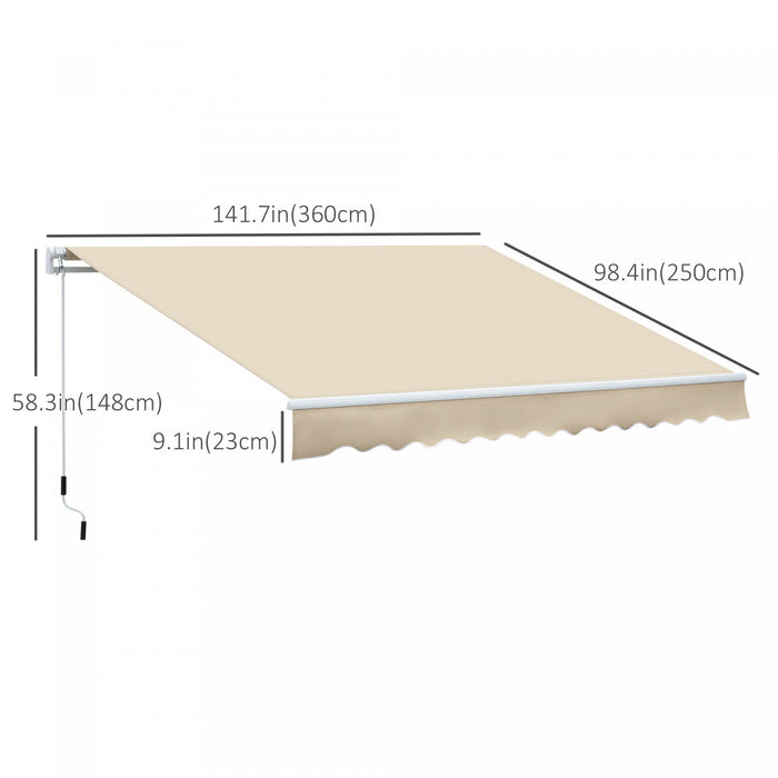 Outsunny 12' X 8' Store Retractable Stores De Terrasse Abri Solaire Creme