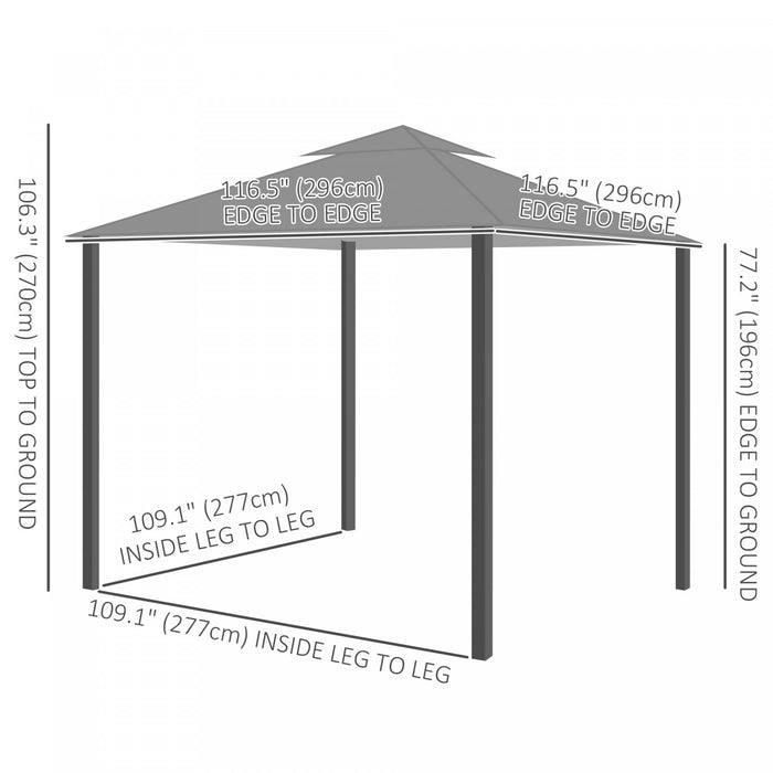 Outsunny Tente D'abri De Patio 10' X 10' Avec Parois Laterales, Gris