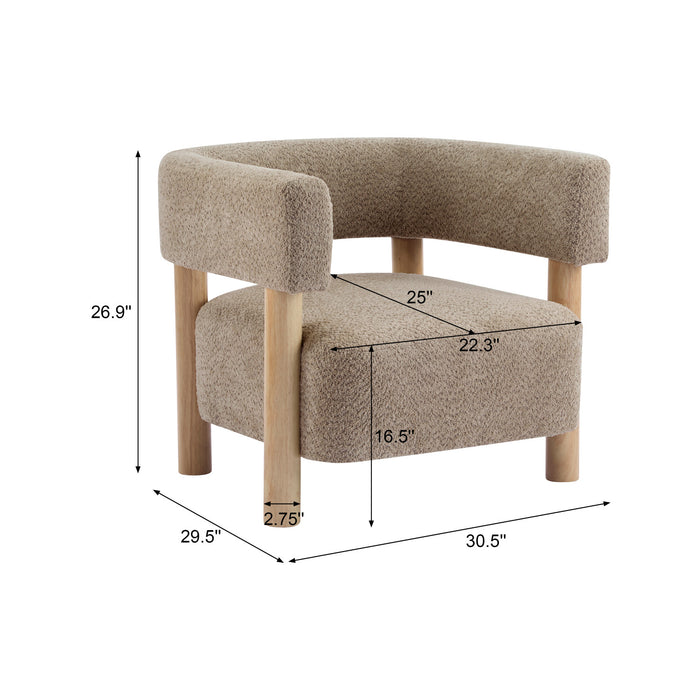 Evelyn Fauteuil d’appoint avec assise confortable et revetement en boucle, camel clair