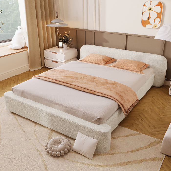 Joyce Lit confortable et elegant avec revetement pour chambre, Taille Queen, Blanc