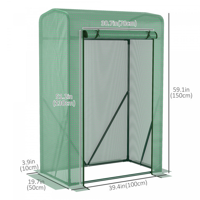 Outsunny 39\" X 20\" X 59\" Serre De Tomate Exterieure Mini Serre De Culture Avec Fermeture A Glissiere Porte Enroulable Pe Couverture En Acier