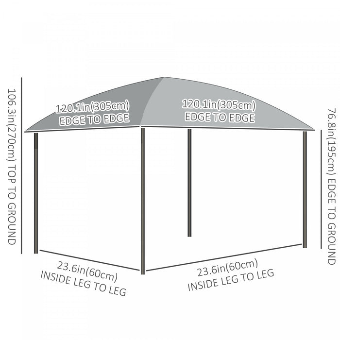 Outsunny Auvent De Tonnelle D'exterieur 10' X 10', Tonnelle A Toit Rigide En Polycarbonate Uv60+, Cadre En Acier Massif, Crochet Central Et Rideaux, Pour Jardin, Pelouse, Arriere-cour Et Terrasse