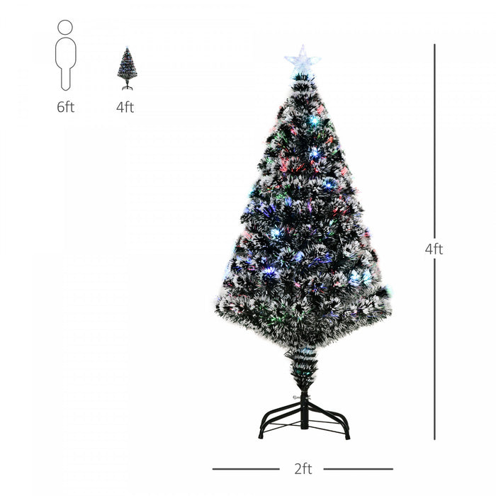 Homcom Arbre De Noel Artificiel En Fibre Optique Pre-illumine De 4 Pieds Avec 16 Lumieres Led Et 130 Branches