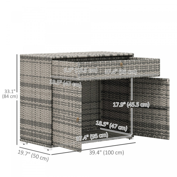 Outsunny Armoire De Rangement Exterieure En Osier Pour Piscine, Gris
