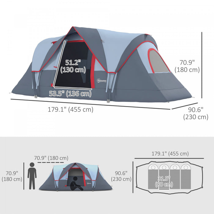 Tente De Camping Exterieure Outsunny Pour 5-6 Avec Sac Integre, Crochet D'eclairage, Sac De Transport