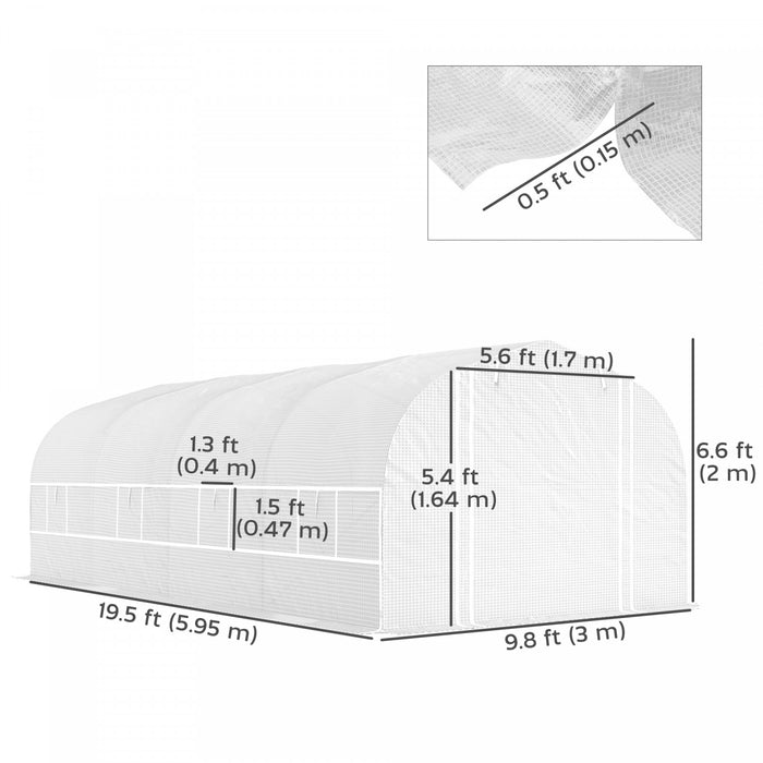 Outsunny Serre Tunnel 19,5' X 10' Avec Porte A Parois Laterales En Maille