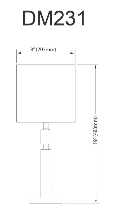 Lampe de table Fernanda de Dainolite avec abat-jour blanc, fini noir mat et 1 ampoule