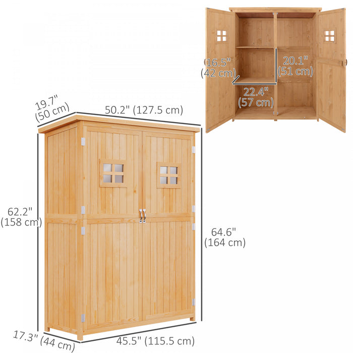 Outsunny 4'x1.5' Armoire A Outils En Bois Pour Abri De Jardin Fenetres