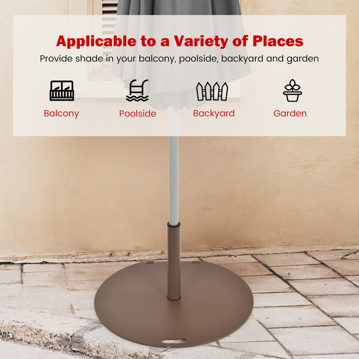 Costway Parasol de Patio 9ft Exterieur avec Pied de Parasol Rond de 50 LBS avec Roulettes