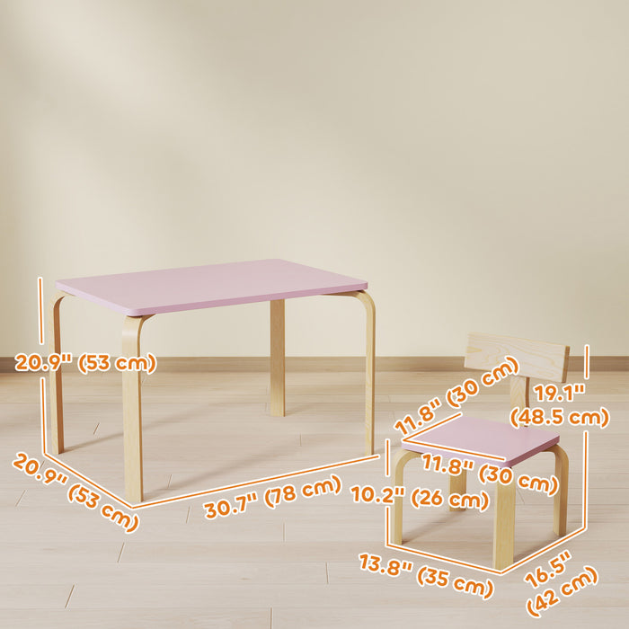 Qaba Ensemble Table et 2 Chaises pour Tout-Petits, Table et Chaises, Rose