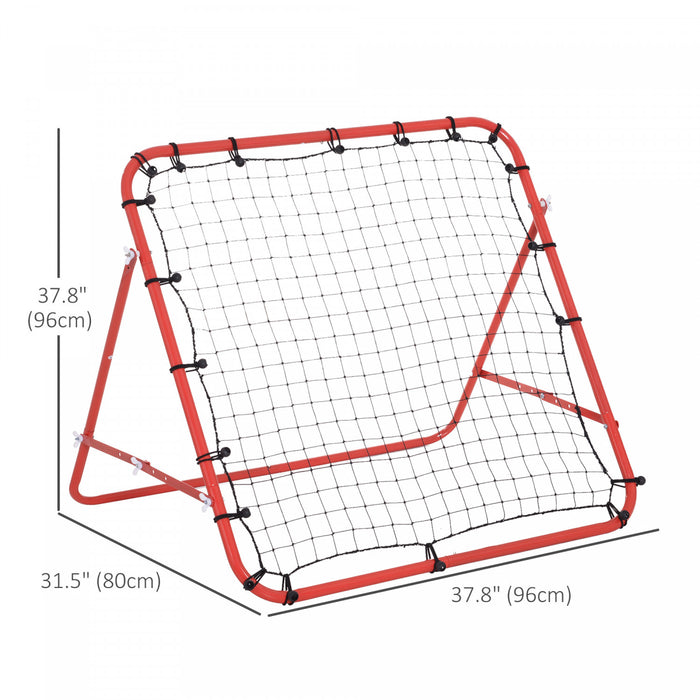 Homcom Rebounder Net Football Training Aid Kickback Target Play Rouge