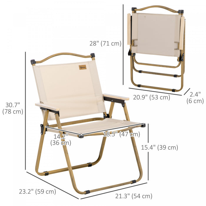 Outsunny Chaise De Camping Pliante, Fauteuil Portable, Kaki