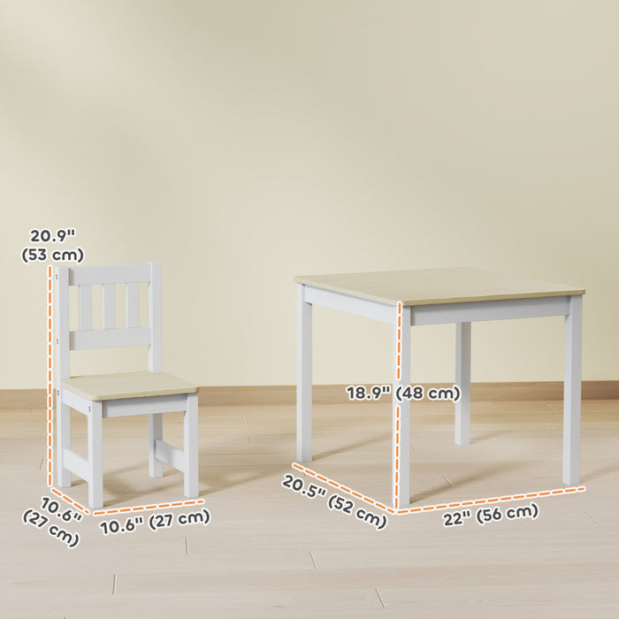 Qaba Ensemble table et chaises pour enfants, table et 2 chaises, naturel