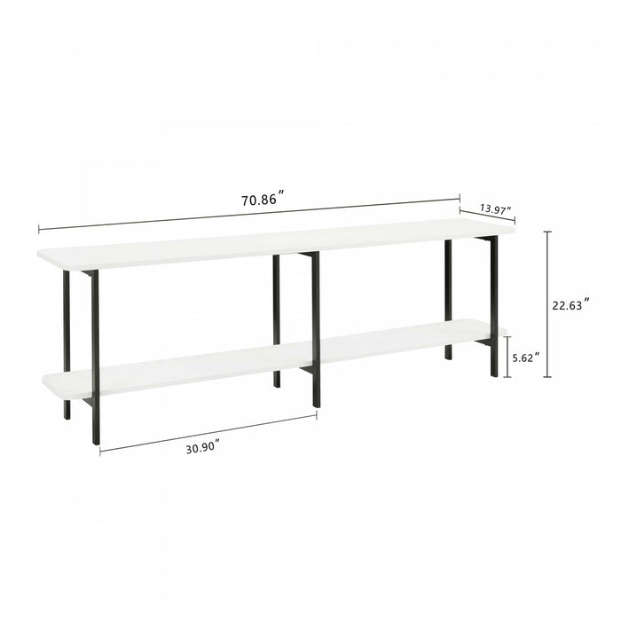 Console contemporaine moderne Celine 180 cm en blanc (2 etageres)