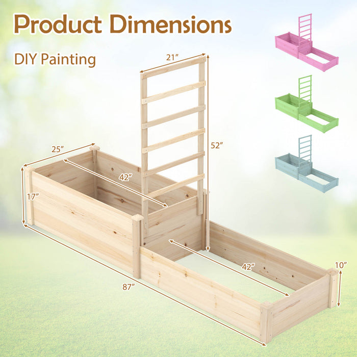Costway 87\" Lit De Jardin Eleve Avec Trellis 2 Boites De Plantation Base Ouverte Pour Patio