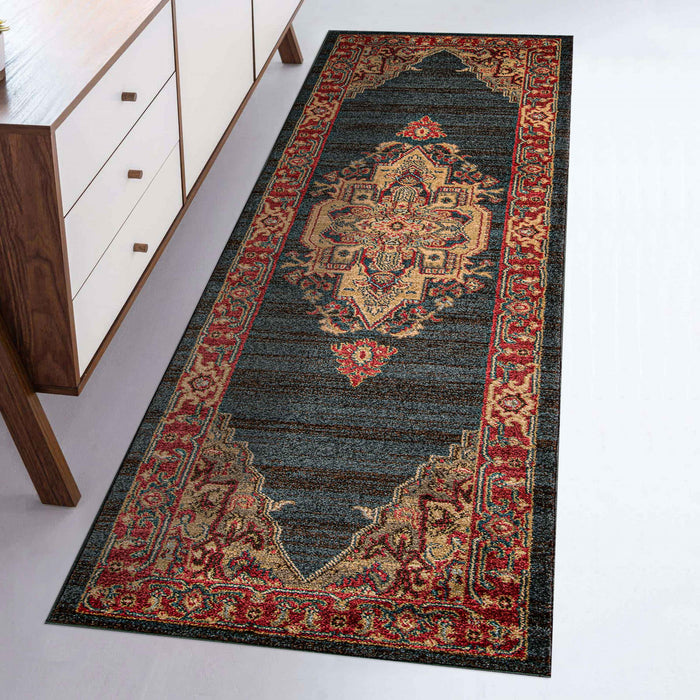 Tapis Traditionnel Lux 2'3\" x 7'6\" en Bleu