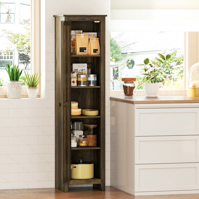 HOMCOM Garde-manger de cuisine 67 po, armoire de rangement, marron