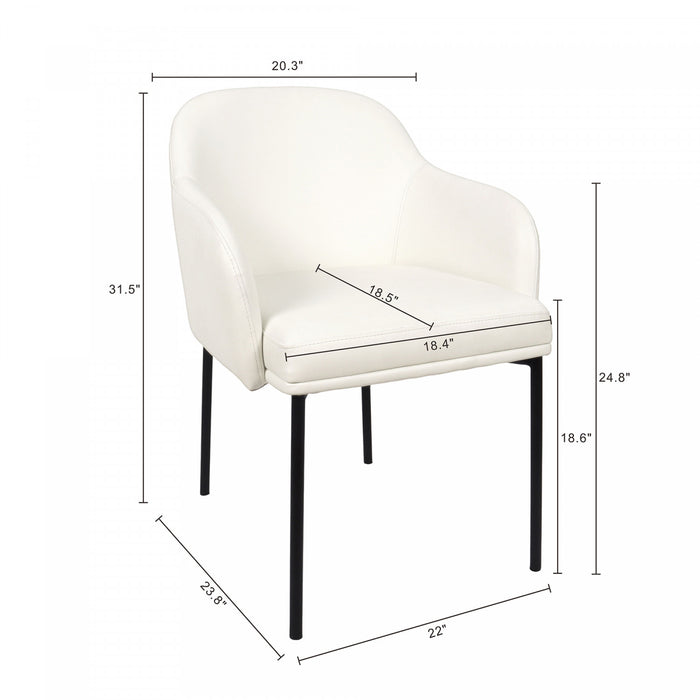 Fauteuil contemporain Loft en cuir vegetalien avec accoudoirs en metal, ivoire - Lot de 2