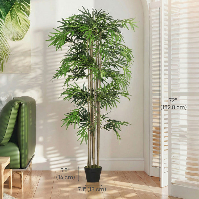 Outsunny - Ensemble de 2 arbres artificiels en bambou de 182,8 cm en pot avec 1530 feuilles, vert