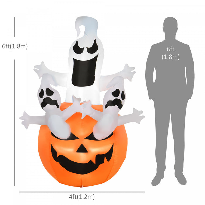 Homcom 1,8 M Gonflable Halloween Citrouille Fantomes Pour Jardin