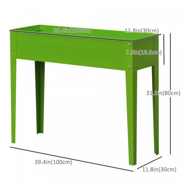 Outsunny 39 \"x 12\" X 34\" Lit De Jardin Sureleve Kit De Plantes De Parterre De Fleurs De Jardin Sureleve Boite A Herbes Vegetales Avec 3 Trous, Vert