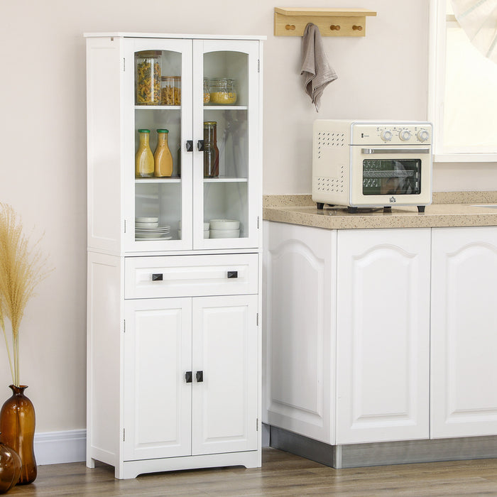 HOMCOM Armoire de rangement de la cuisine etageres reglables porte vitree