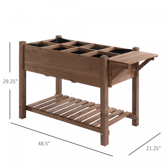 Outsunny 49 '' X 21 '' X 29 '' Support De Plante De Jardin Sureleve Support De Plante De Jardin Sureleve En Bois Jardiniere De Jardin En Bois Pour L'exterieur Avec Planche A Clin, Marron