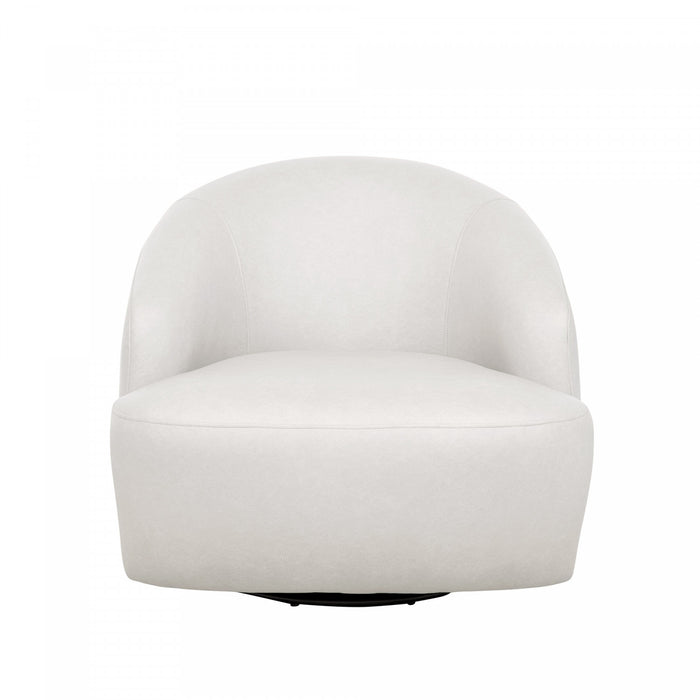 Fauteuil d’appoint pivotant moderne contemporain Lukas, rembourre, couleur creme