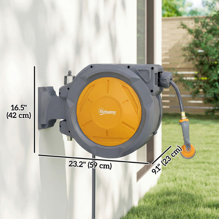 Devidoir retractable Outsunny, tuyau d'arrosage 1/2\" x 30 m, orange
