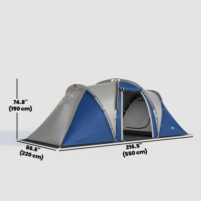 Outsunny Tente de Camping Multi-Pieces pour 8-12 Personnes, Bleu Marine & Gris Clair