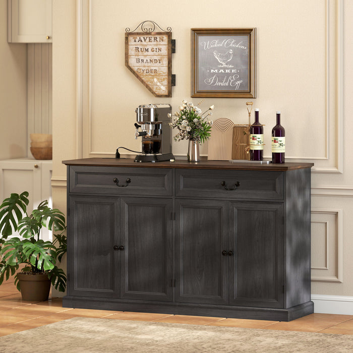 HOMCOM Buffet avec Station de Chargement, 55\", noir