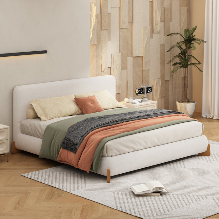 Olivia Lit elegant et confortable avec revetement, Taille Queen, Blanc
