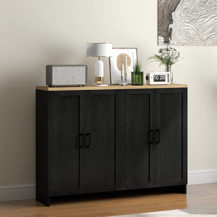HOMCOM Armoire buffet moderne avec etageres reglables, noir