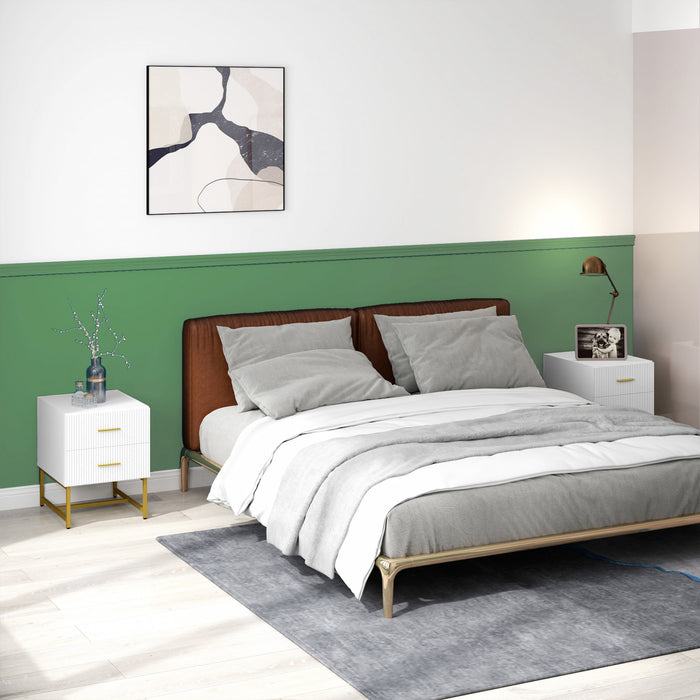 HOMCOM Ensemble de 2 Tables de Chevet avec Tiroirs pour Chambre, Blanc