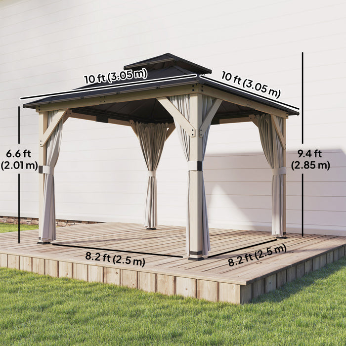 Outsunny Tonnelle de Jardin 305 x 305 cm avec Toit Rigide en Acier Galvanise Double Niveau
