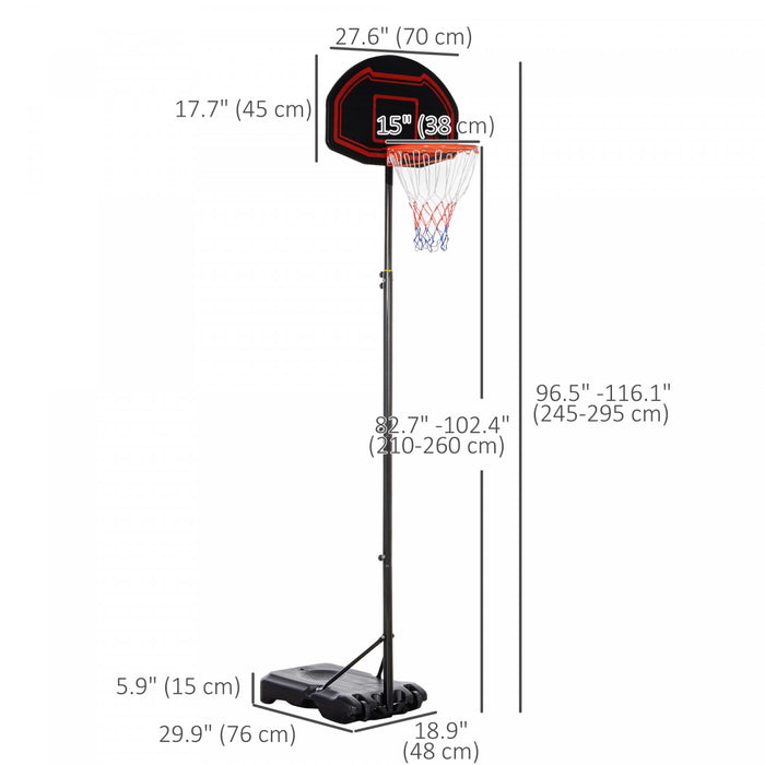 Soozier Panier De Basket De 7 A 8,5pi Avec Panneau Arriere De 27,5po, Noir