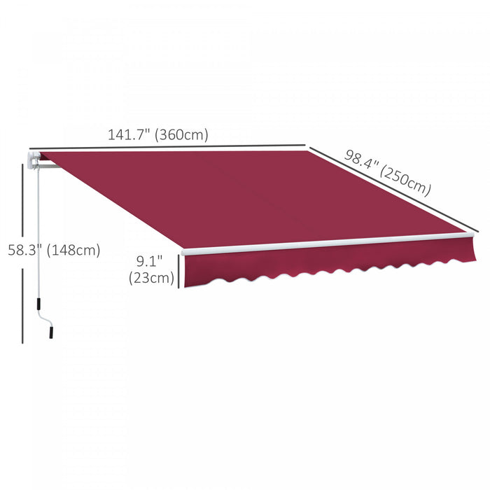 Outsunny Auvent Retractable Auvent De Terrasse Au Soleil Abri Rouge