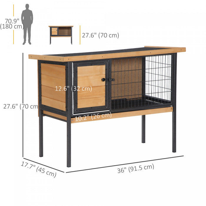 Clapier a lapins en bois avec toit et tiroir