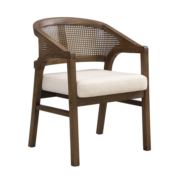 Liam Ensemble de 2 chaises de salle a manger confortables avec dossier en rotin et structure en bois de caoutchouc, noyer