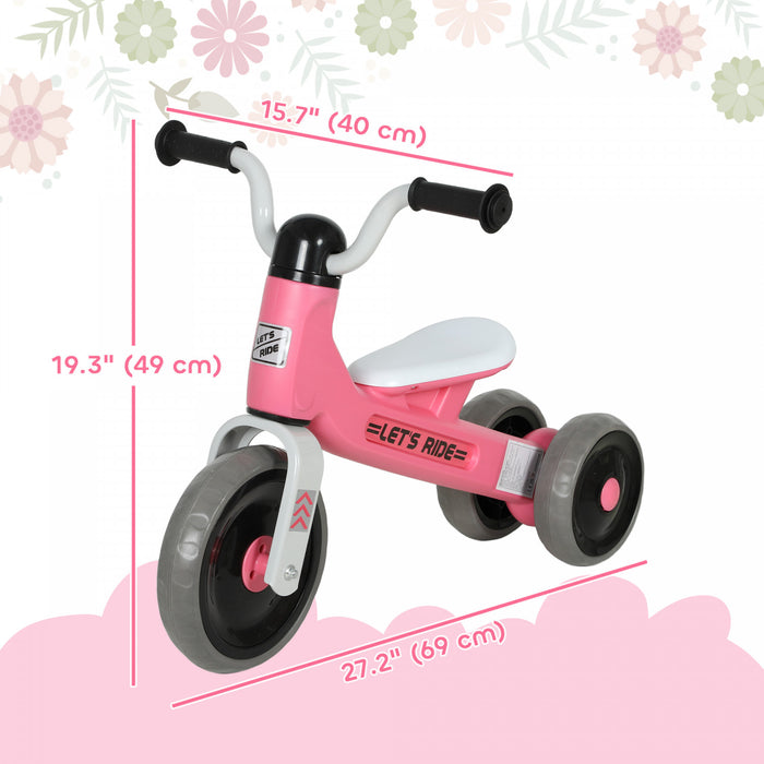 Draisienne Qaba pour bebes de 12 a 36 mois, draisienne sans pedales, 3 roues silencieuses, direction limitee et securisee, cadeau de premier anniversaire, rose